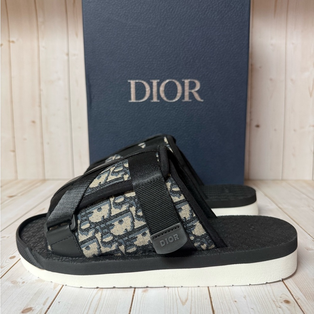 Christian Dior Oblique Jacquard Alpha Sandals Grey/Black Sz 40 / 7 - Picture 4 of 12
